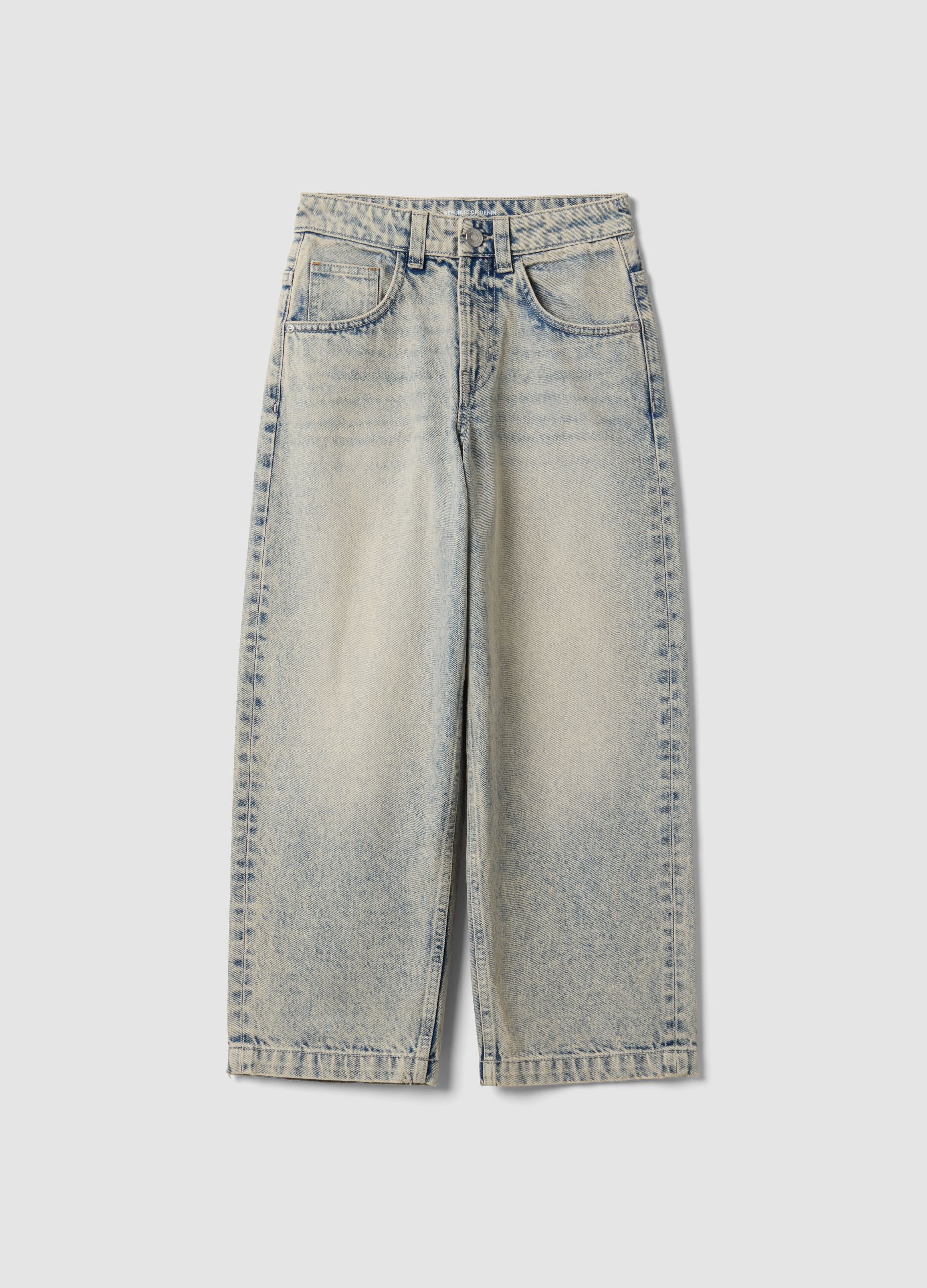 Light-wash pure cotton skater-fit denim jeans for boys