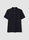 Black pure cotton piqu&eacute; polo with classic collar, regular fit_0
