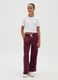 Girls' pure cotton red wide-leg striped trousers_0