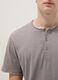 Grey pure cotton regular fit T-shirt with henley collar_3