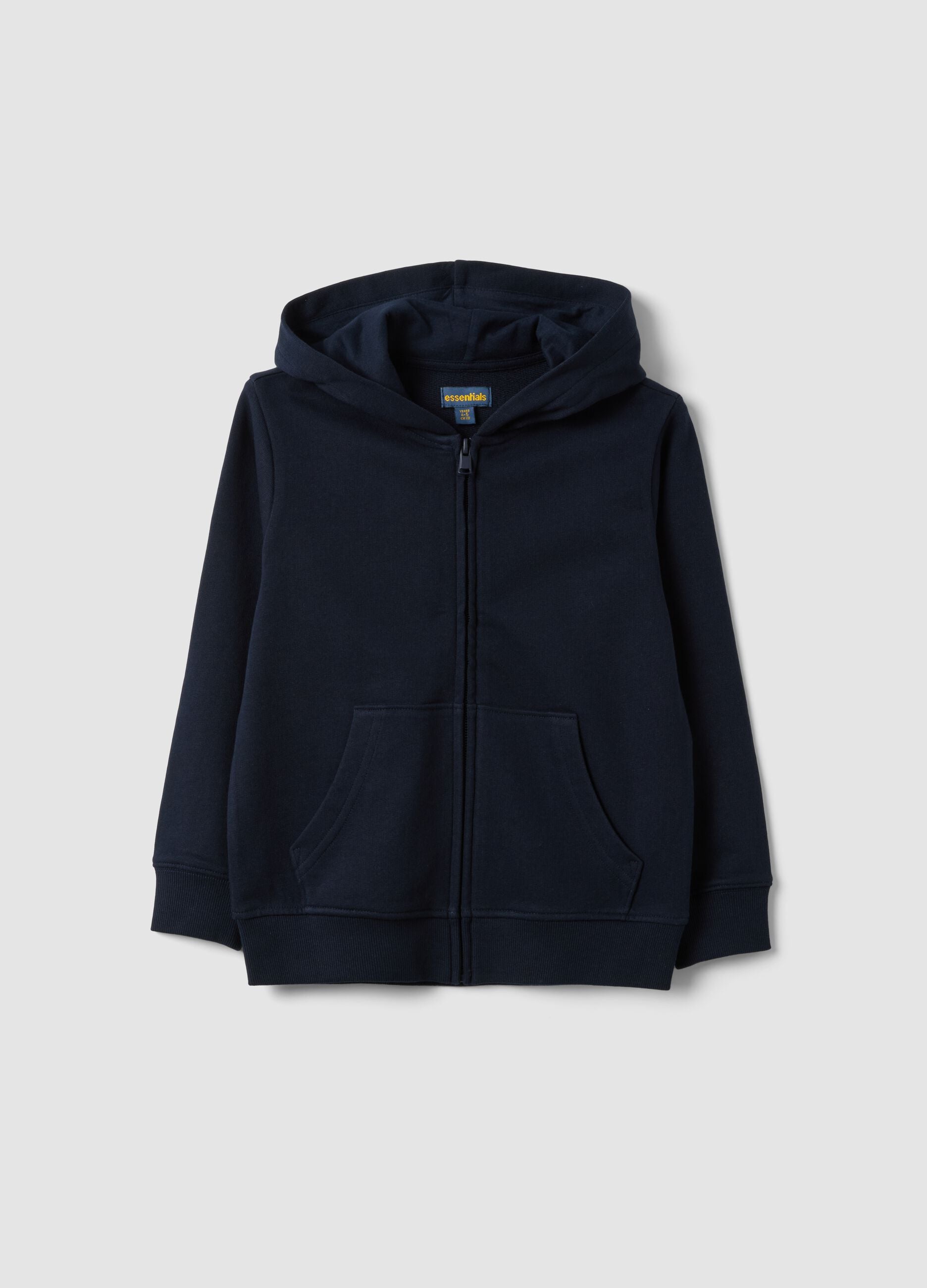Blue hooded sweatshirt in pure organic cotton for boys, regular fit