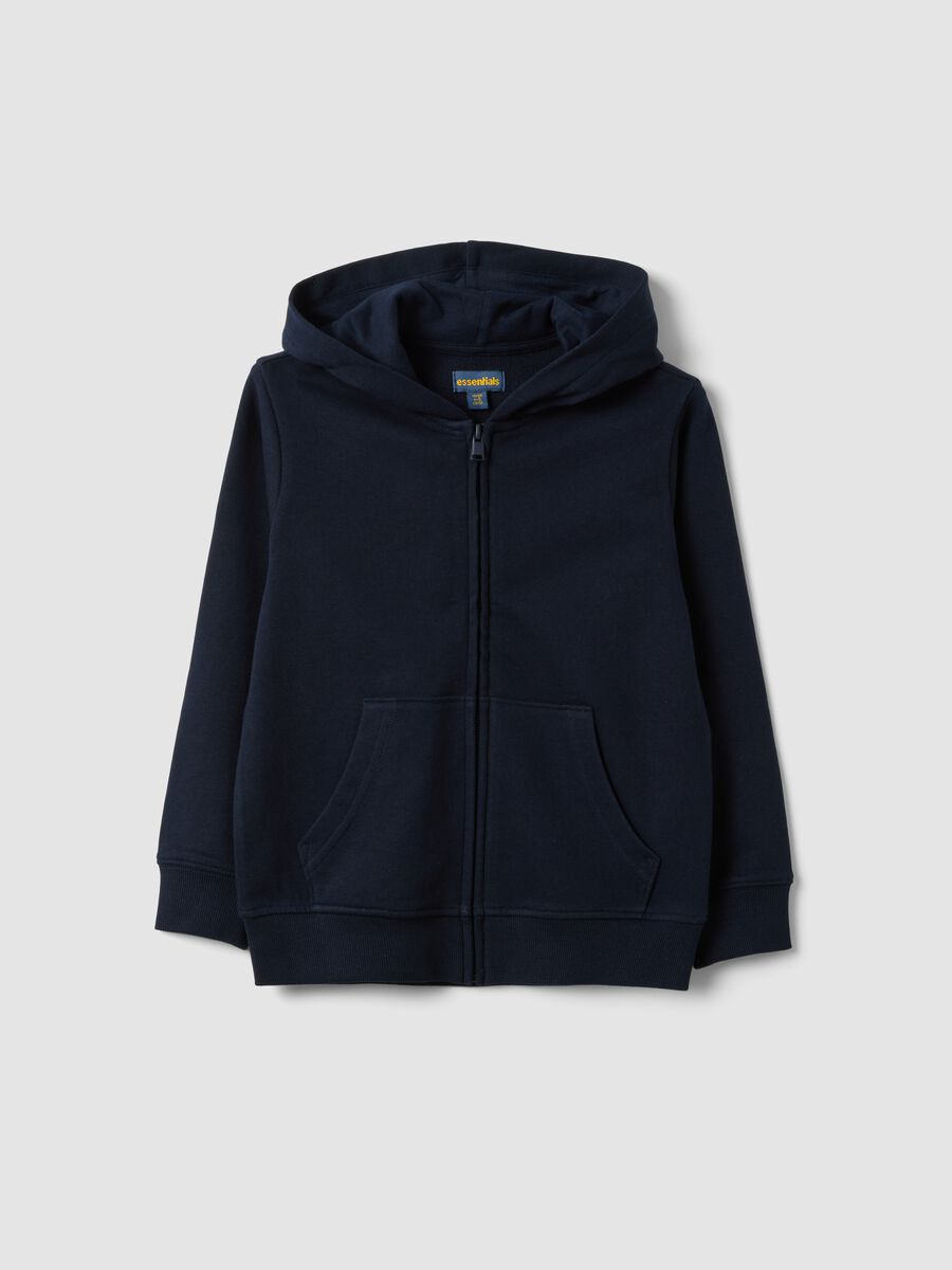 Felpa blu con cappuccio in puro cotone organico per bambino regular fit_0
