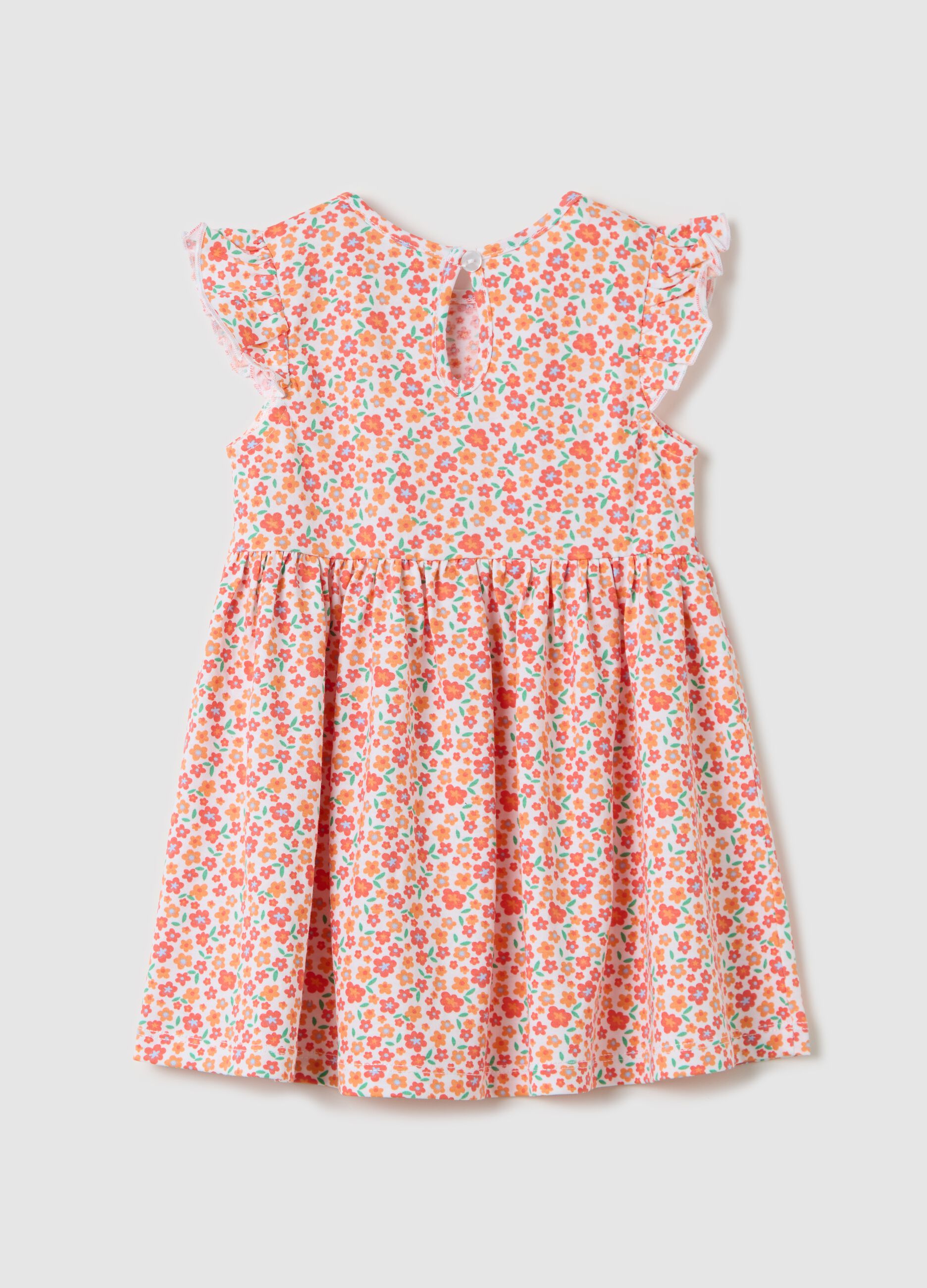 Vestito arancione a fiori in cotone