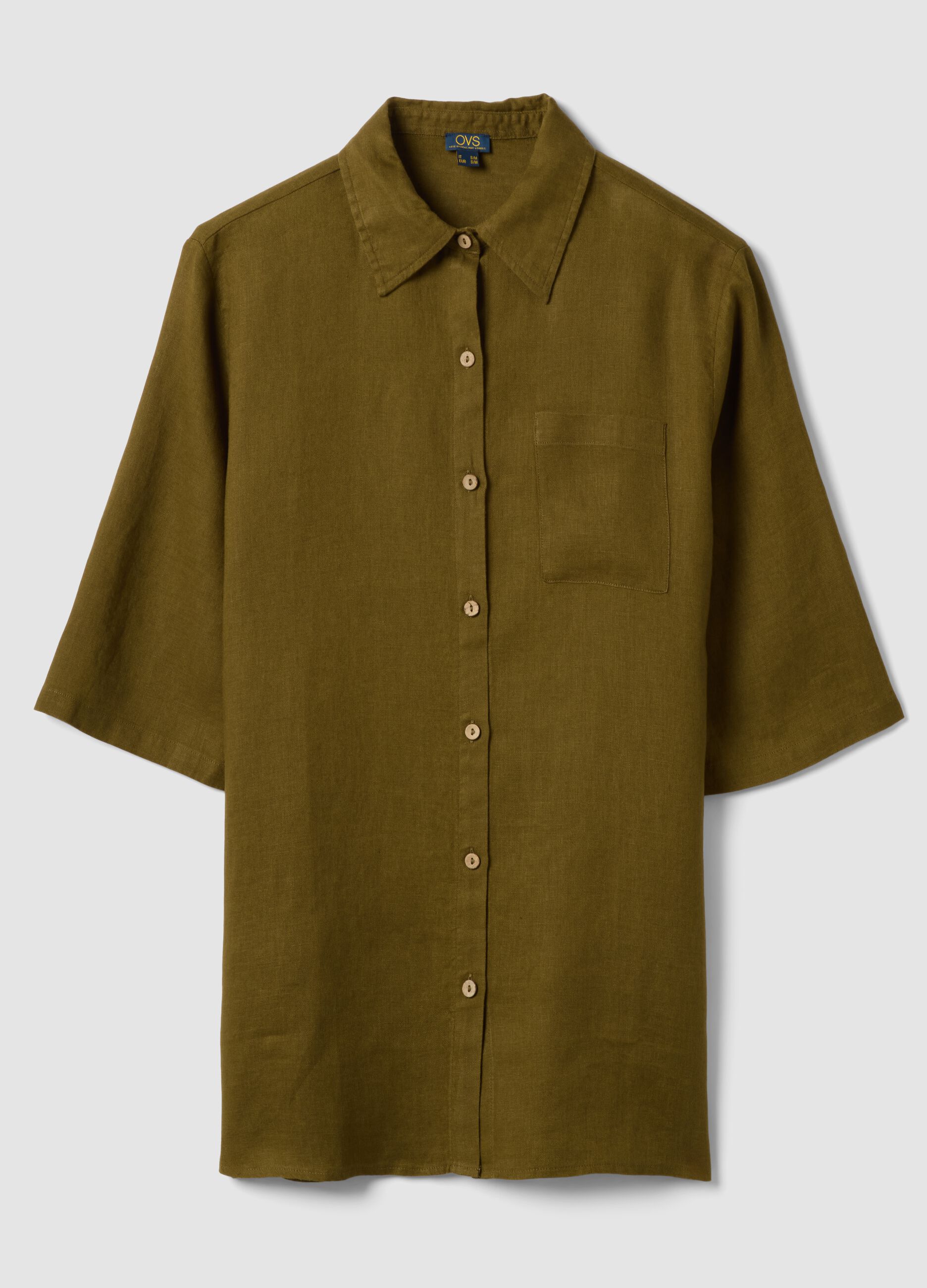 Green pure linen beach cover-up
