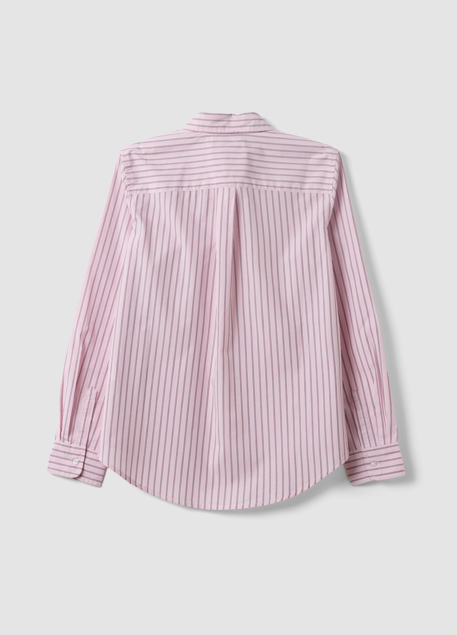 Pink striped poplin shirt, regular fit
