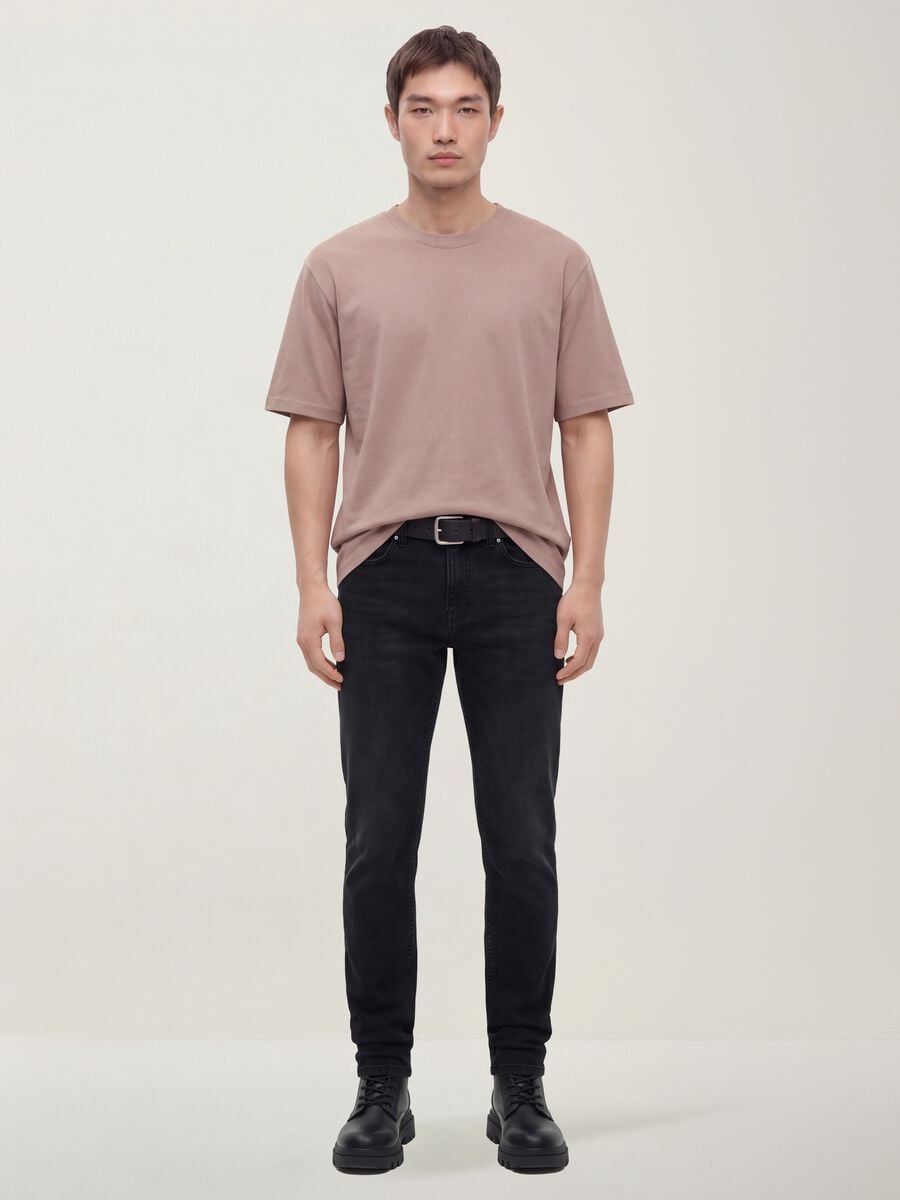 Pink pure cotton crew-neck T-shirt, relaxed fit_1