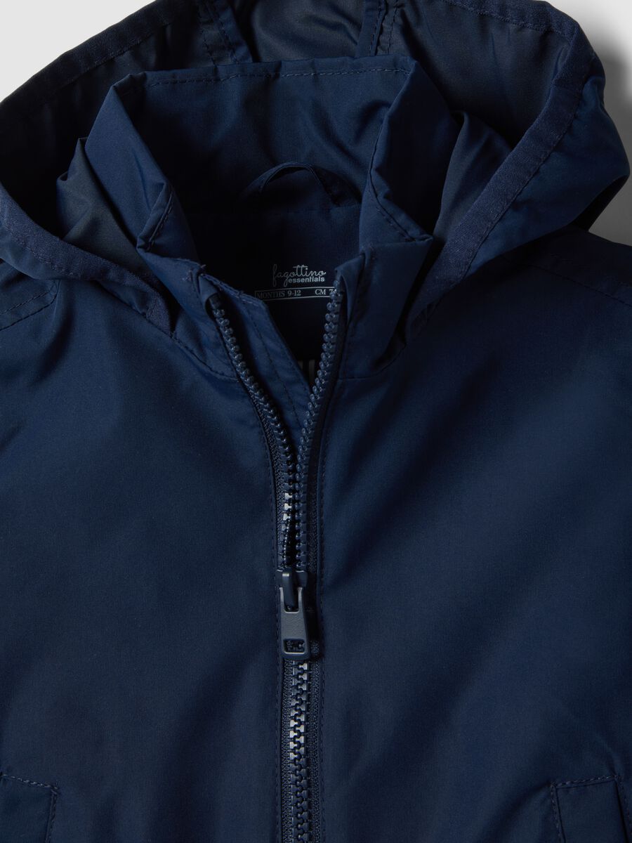 Blue waterproof children's jacket, regular fit with zip and hood_2