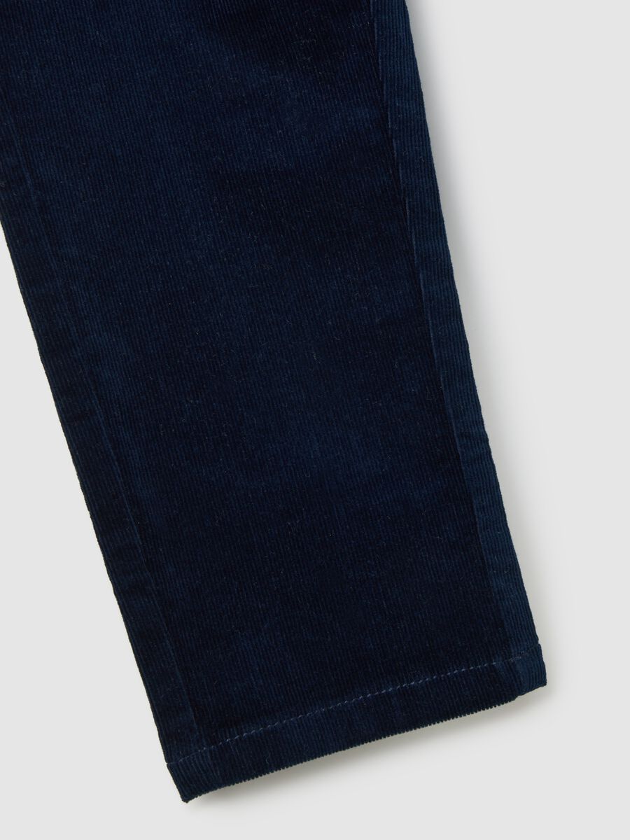 Children's cotton and blue velvet trousers, regular fit_3
