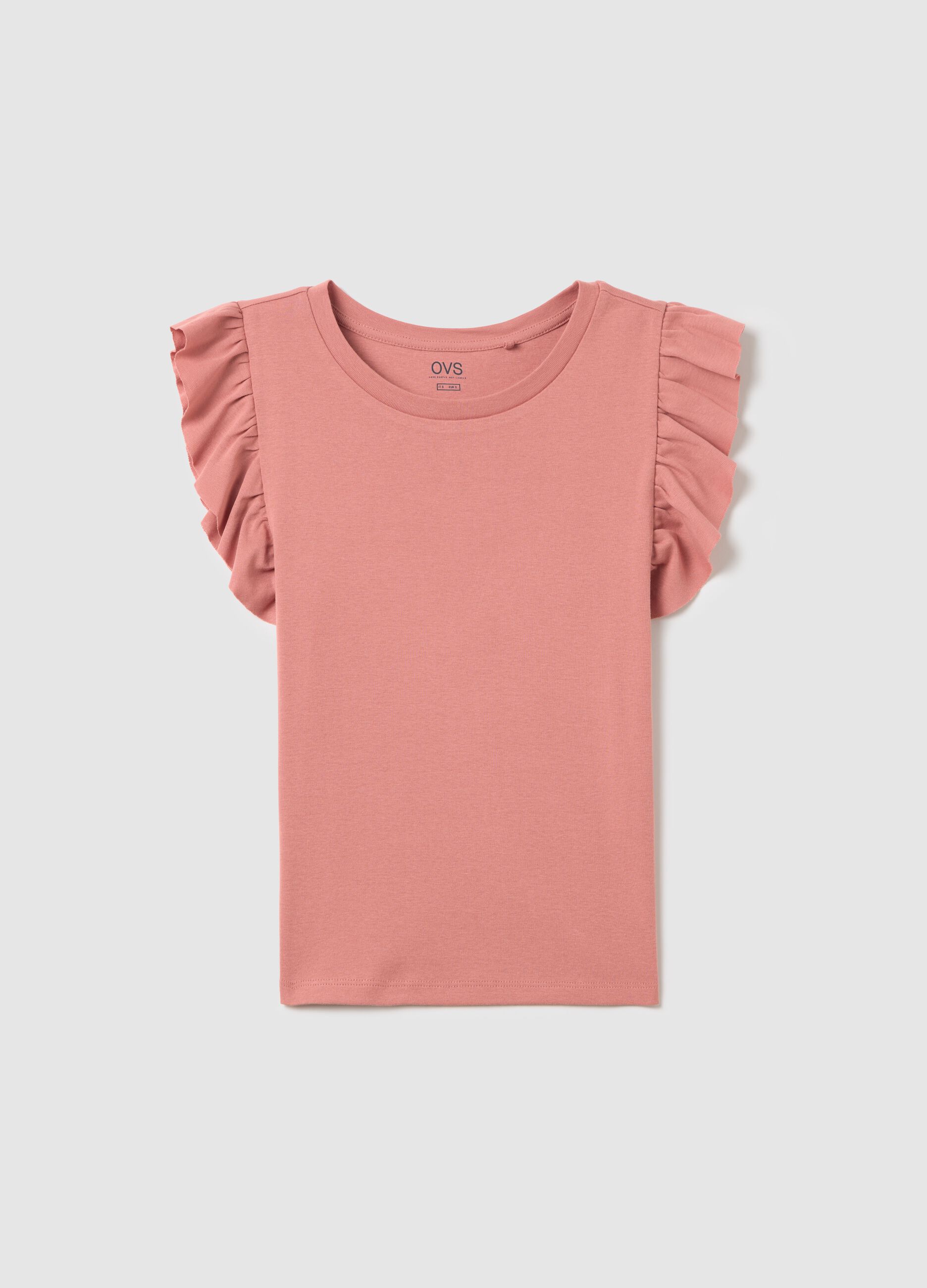 Pink T-shirt with ruffle sleeves by Ovs