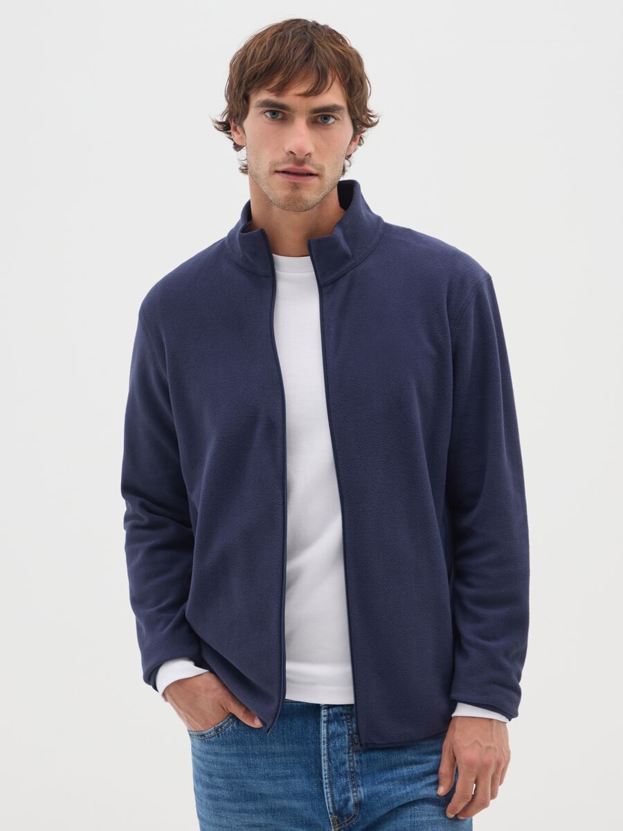 Felpa in pile blu regular fit_0