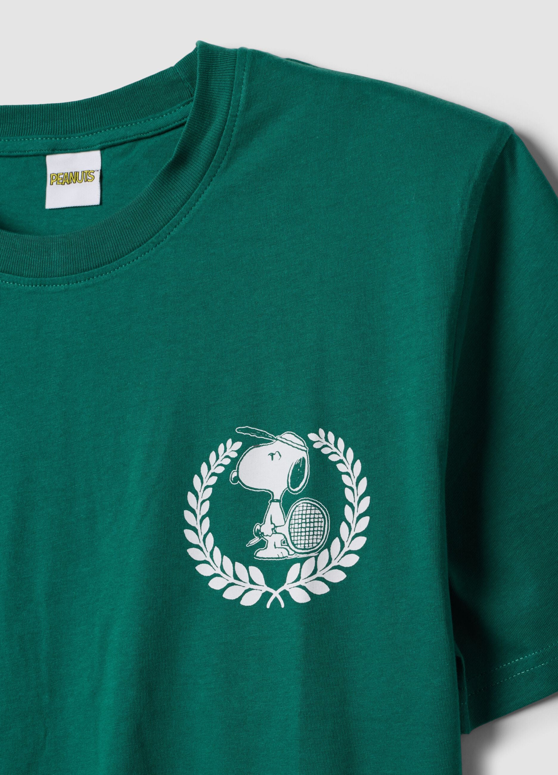 Green short-sleeve pure cotton T-shirt