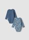 Bipack body blu in puro cotone organico a girocollo con cagnolini_1