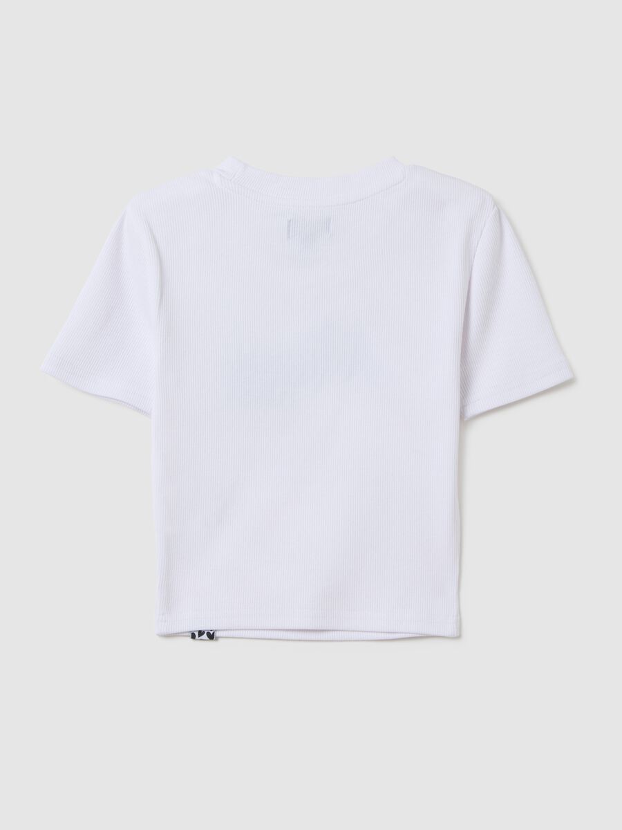 T-shirt da ragazze in cotone elasticizzato bianca fitted_4