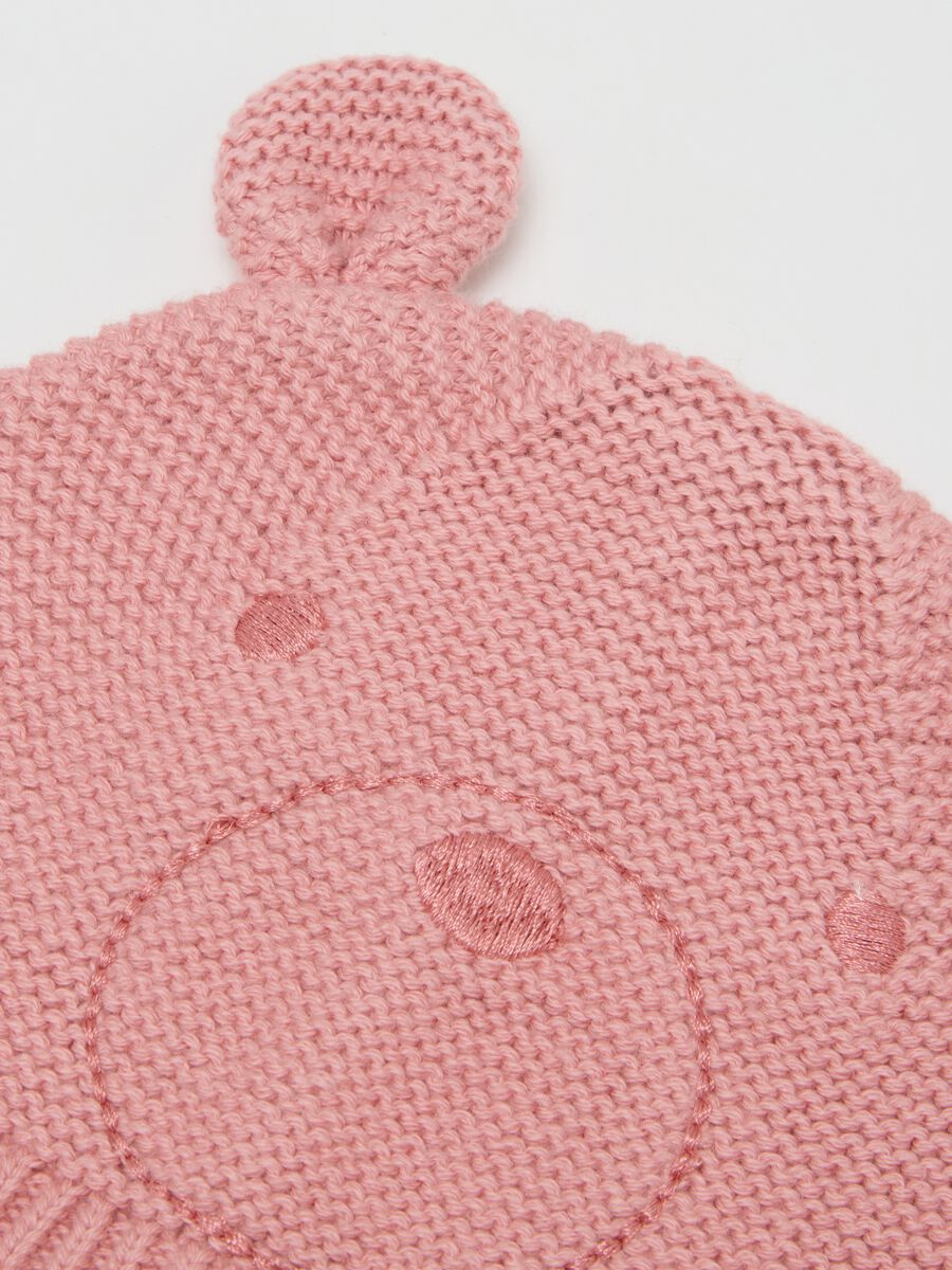 Baby hat in pure pink cotton_2