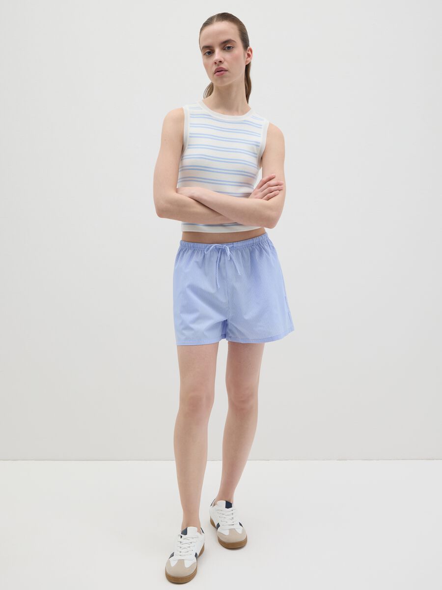 B.Angel Blue and White Striped Sleeveless Top_0