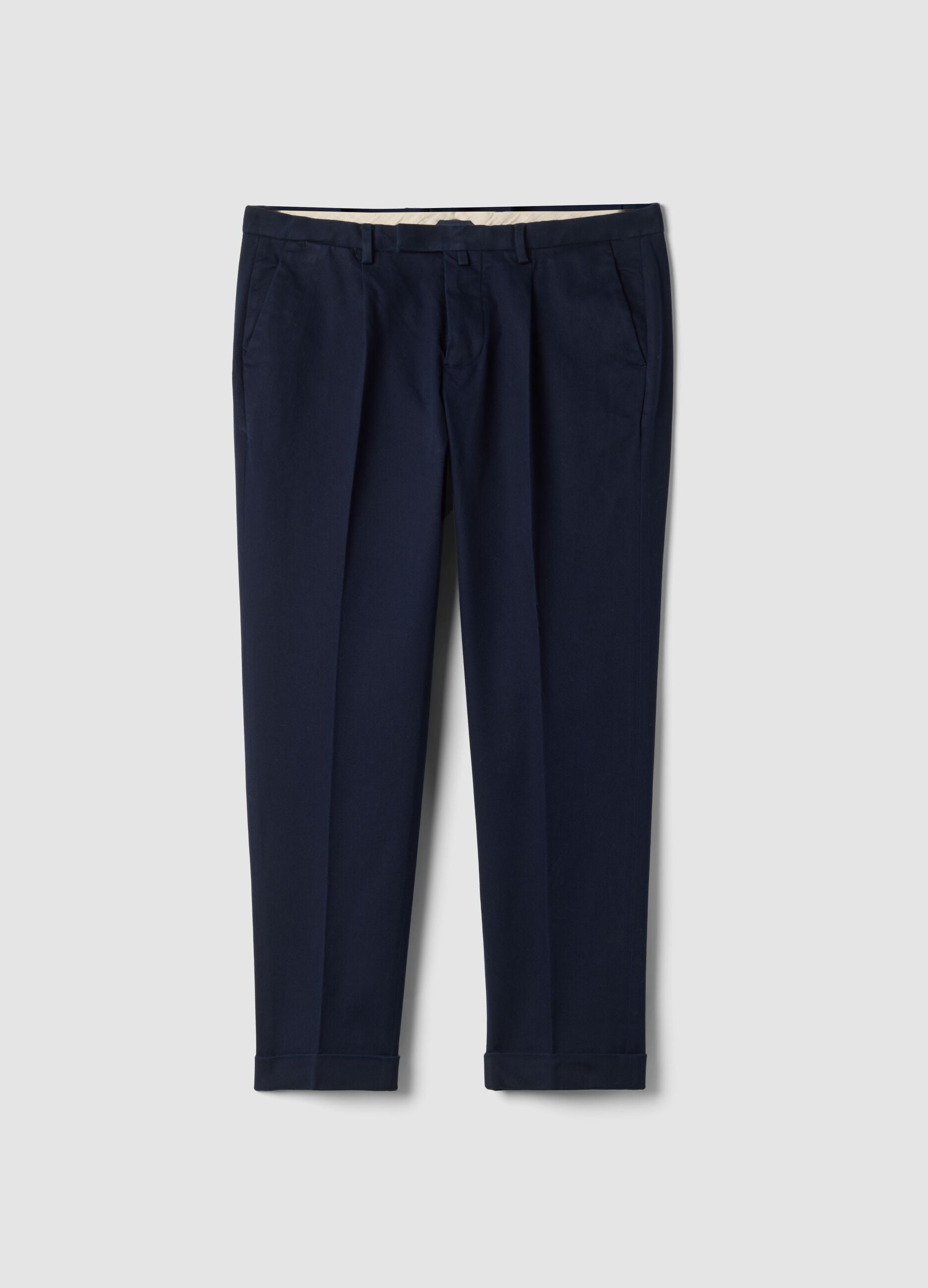 Pantaloni chino blu navy in cotone elasticizzato regular fit