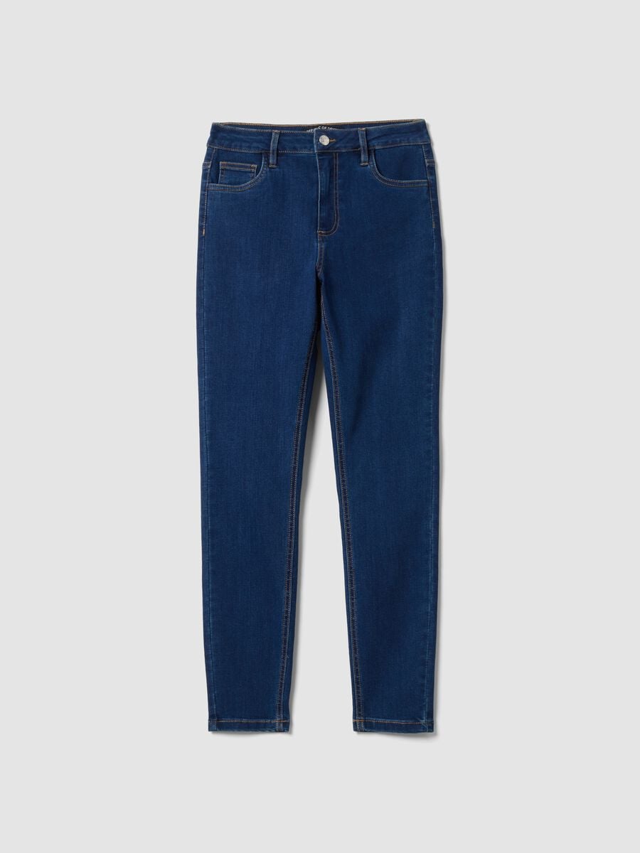 Blue skinny-fit jeans in stretch cotton and viscose_4