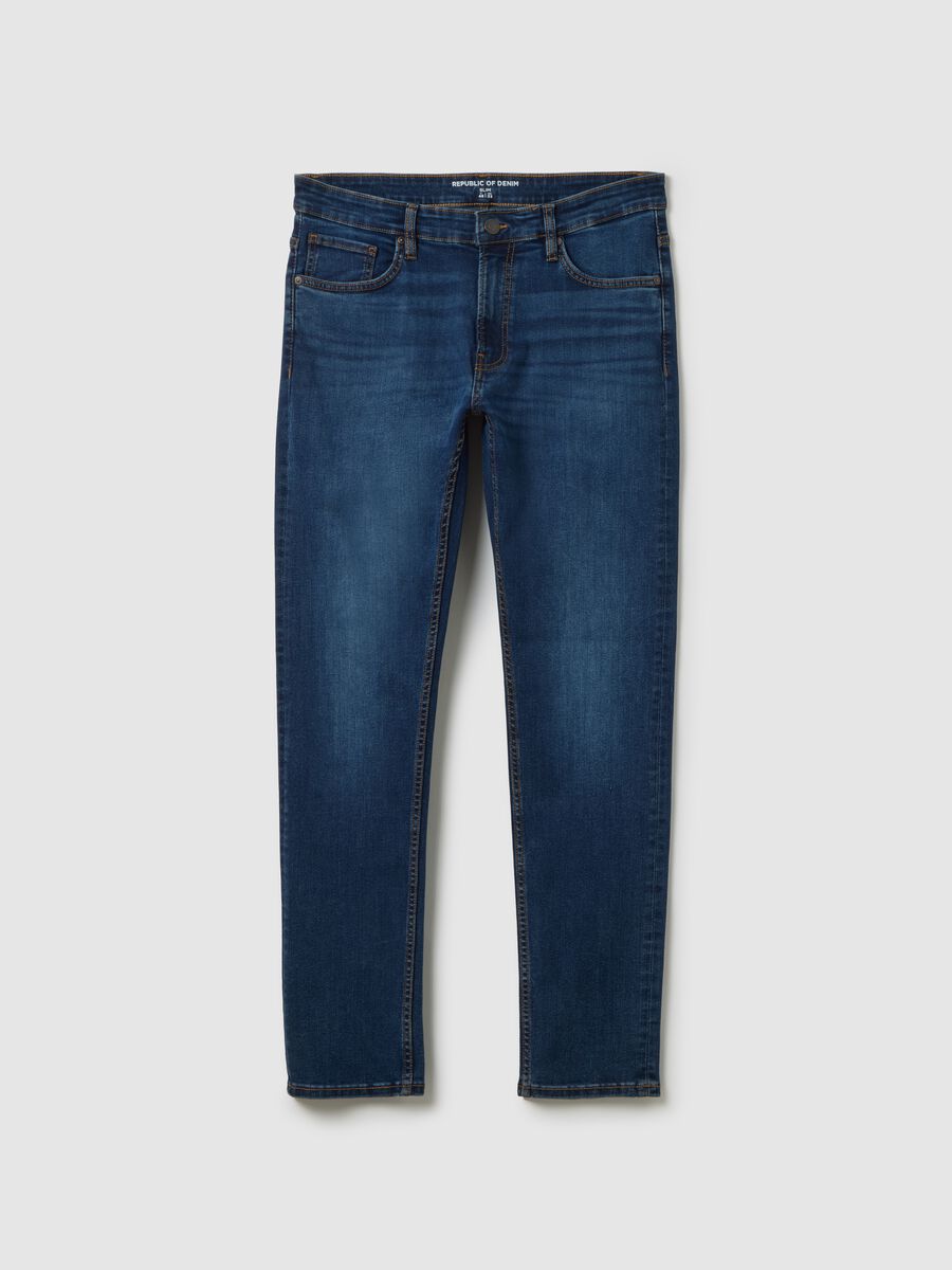 Blue Slim Fit Denim Trousers_0