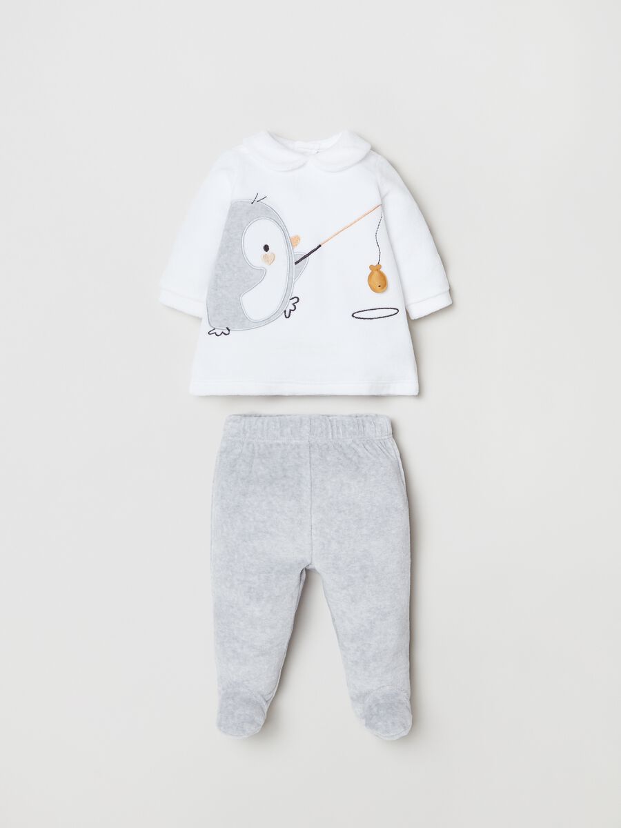 Set in velour con ricamo pinguino_0