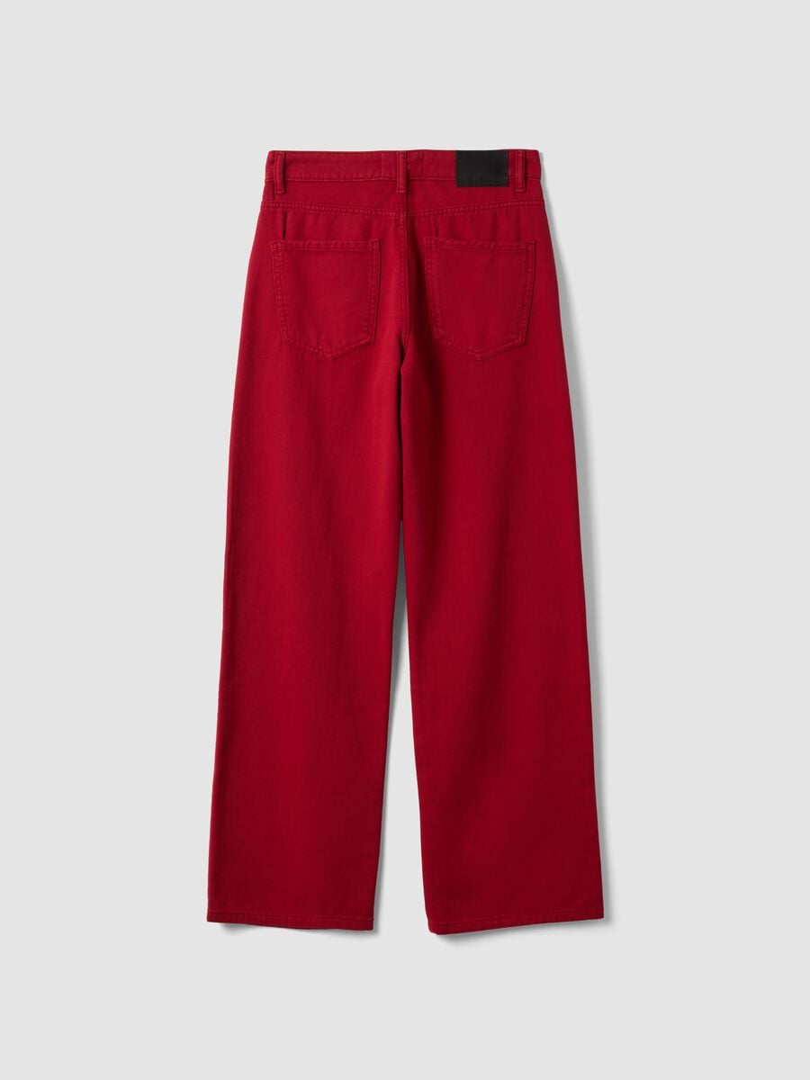 Jeans denim rossi wide leg in puro cotone_1