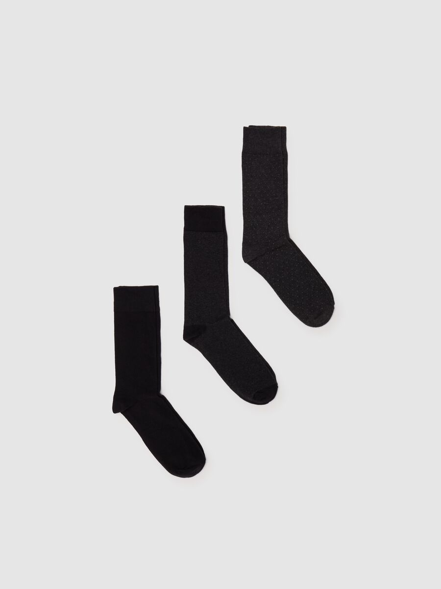 Three-pair pack socks with micro polka dots and stripes pattern_0