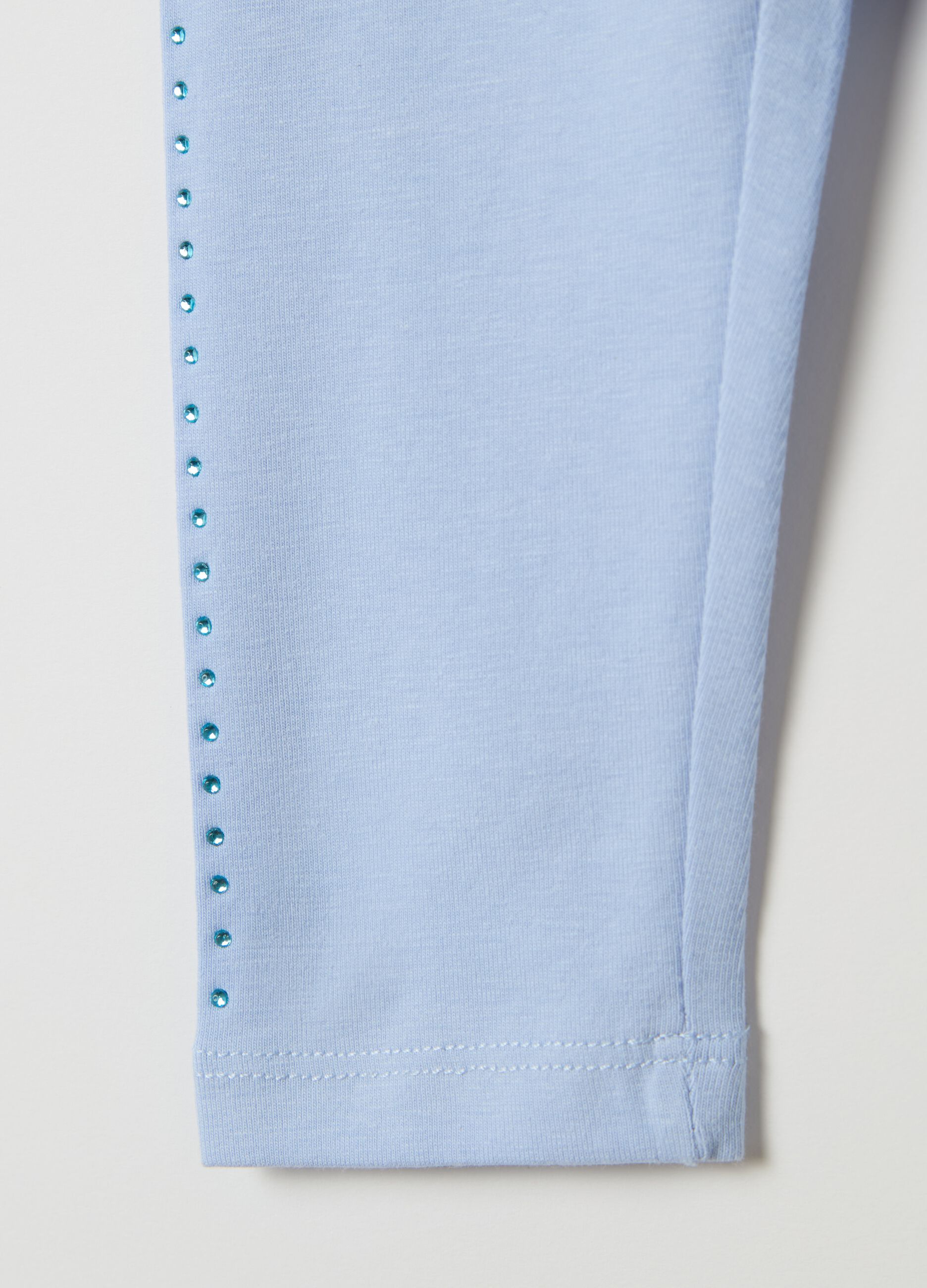 Stretch cotton leggings with diamanté motif