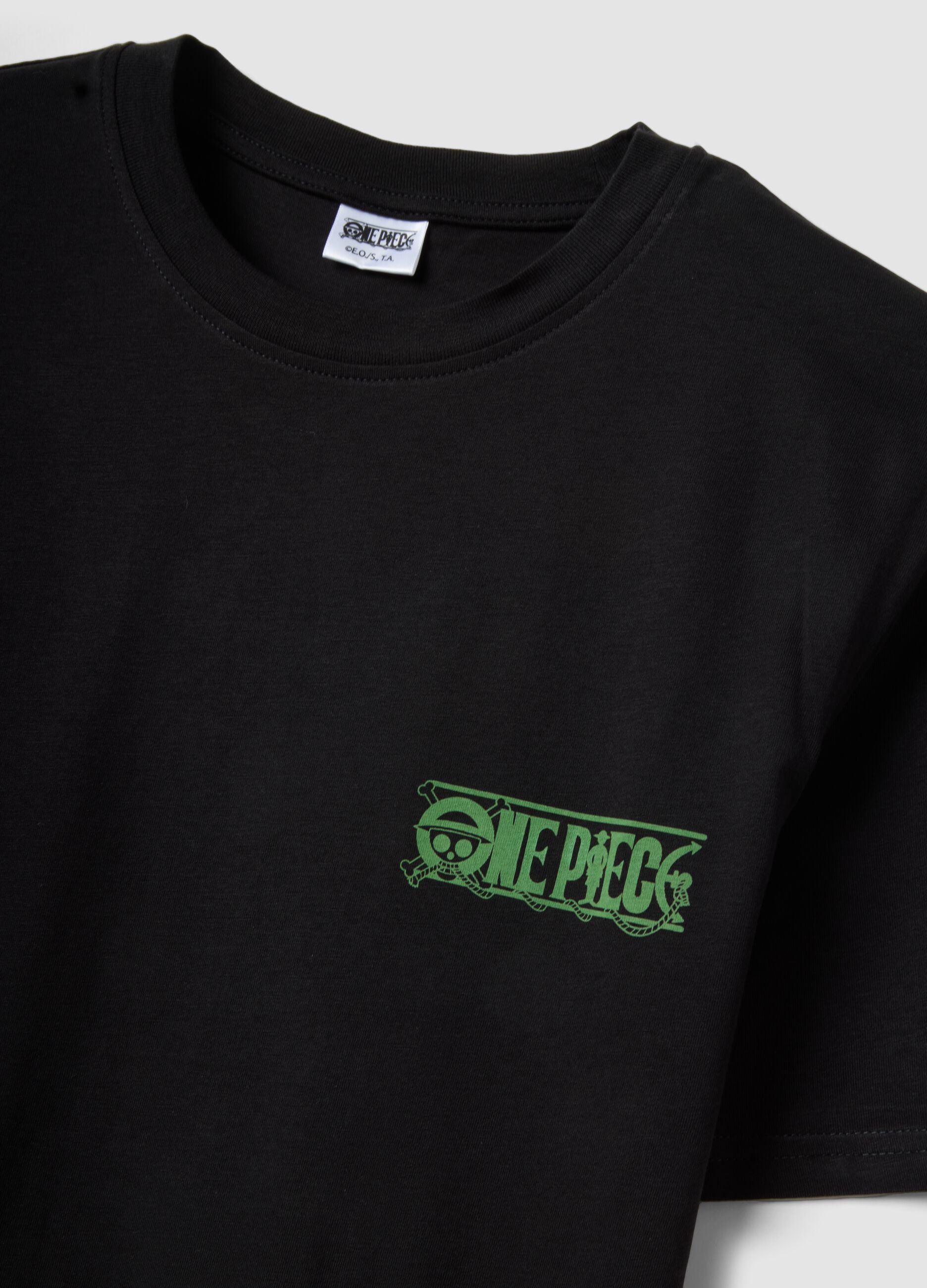 Black One Piece print T-shirt in pure cotton, relaxed fit