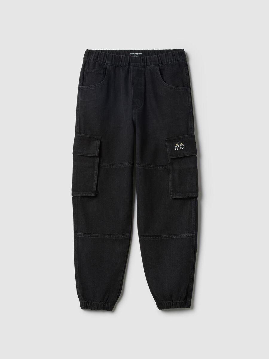 Pantaloni jogger in misto cotone nero da ragazzo regular fit_3