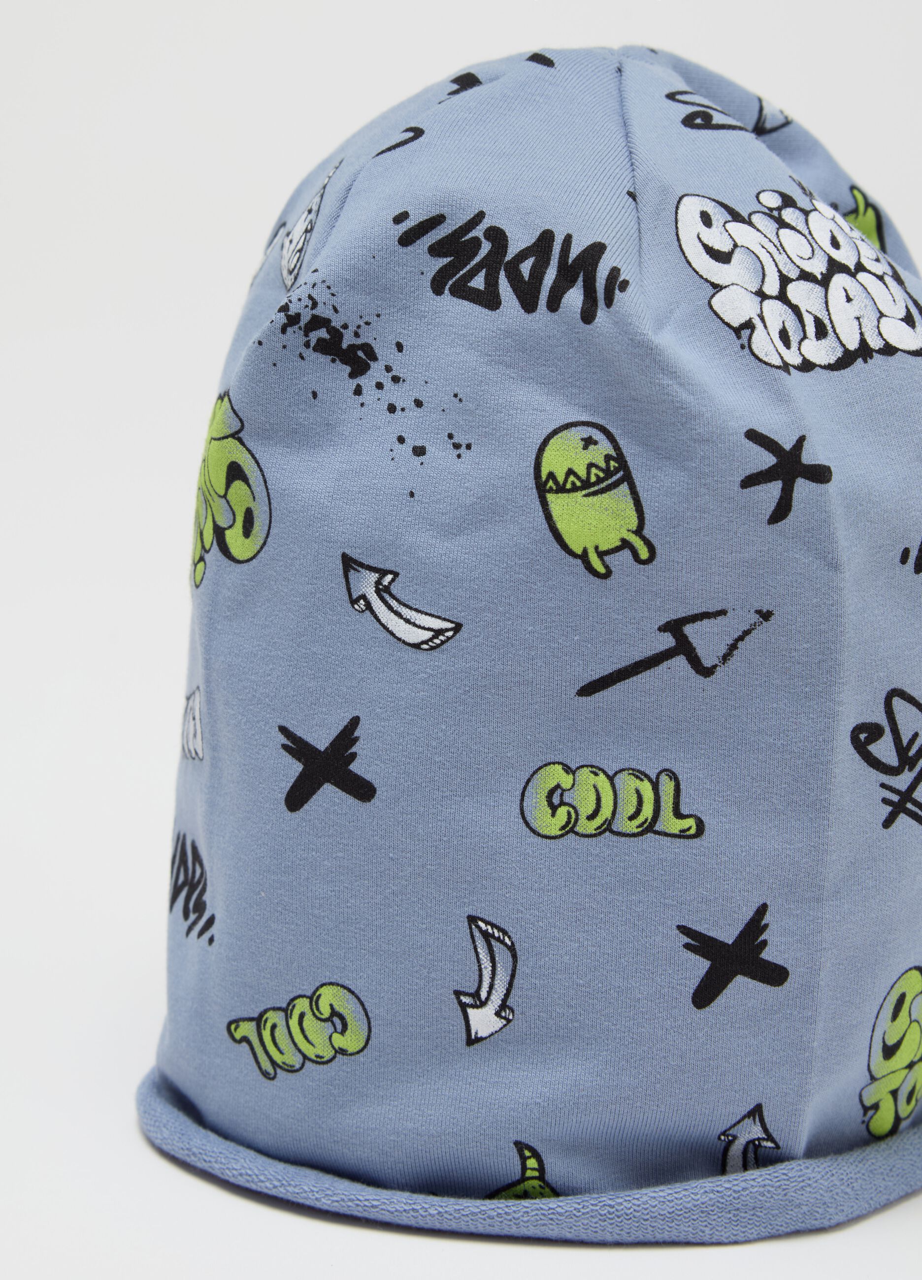 Berretto in French Terry con stampa all-over