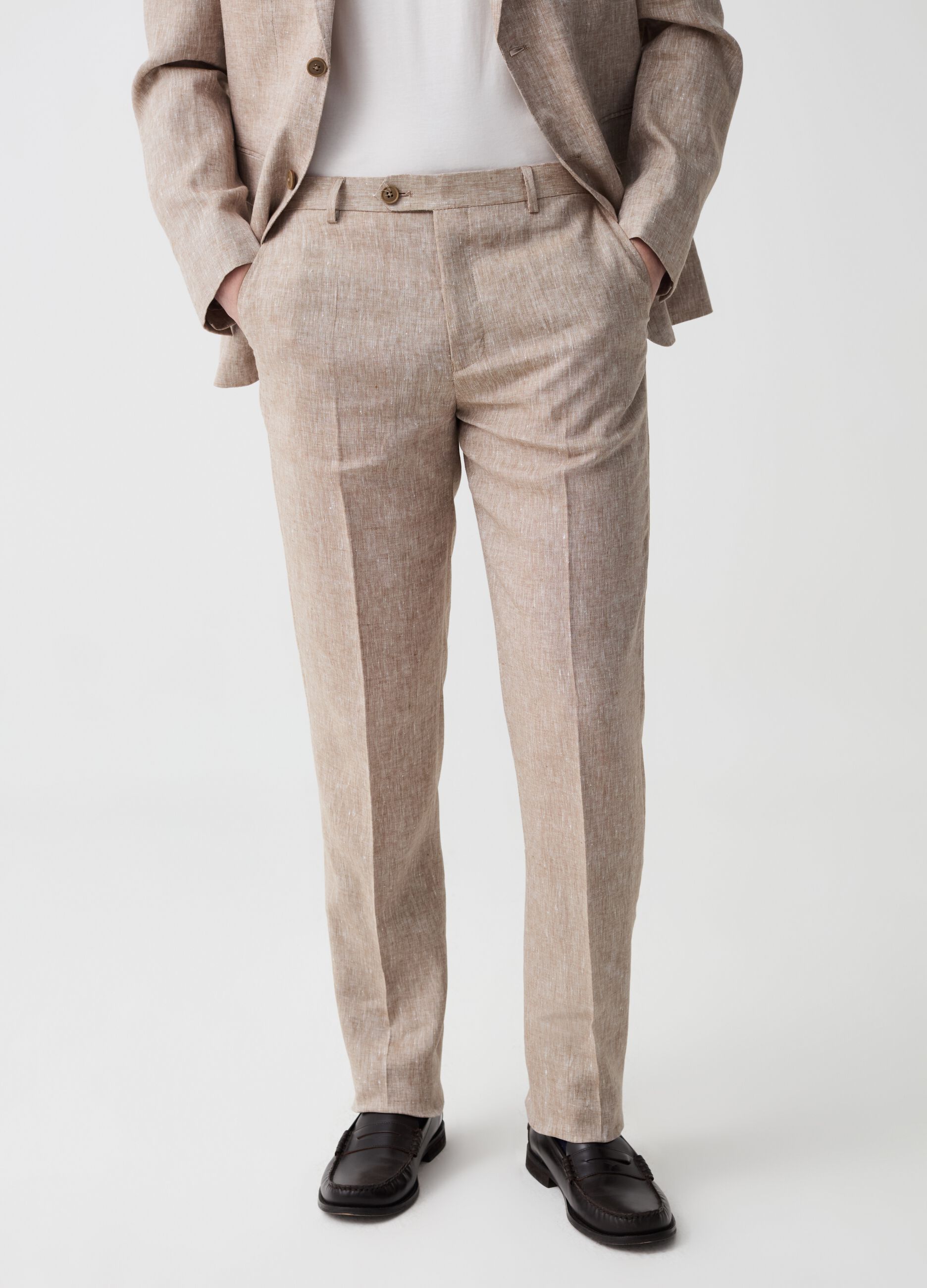 Slim-fit trousers in linen