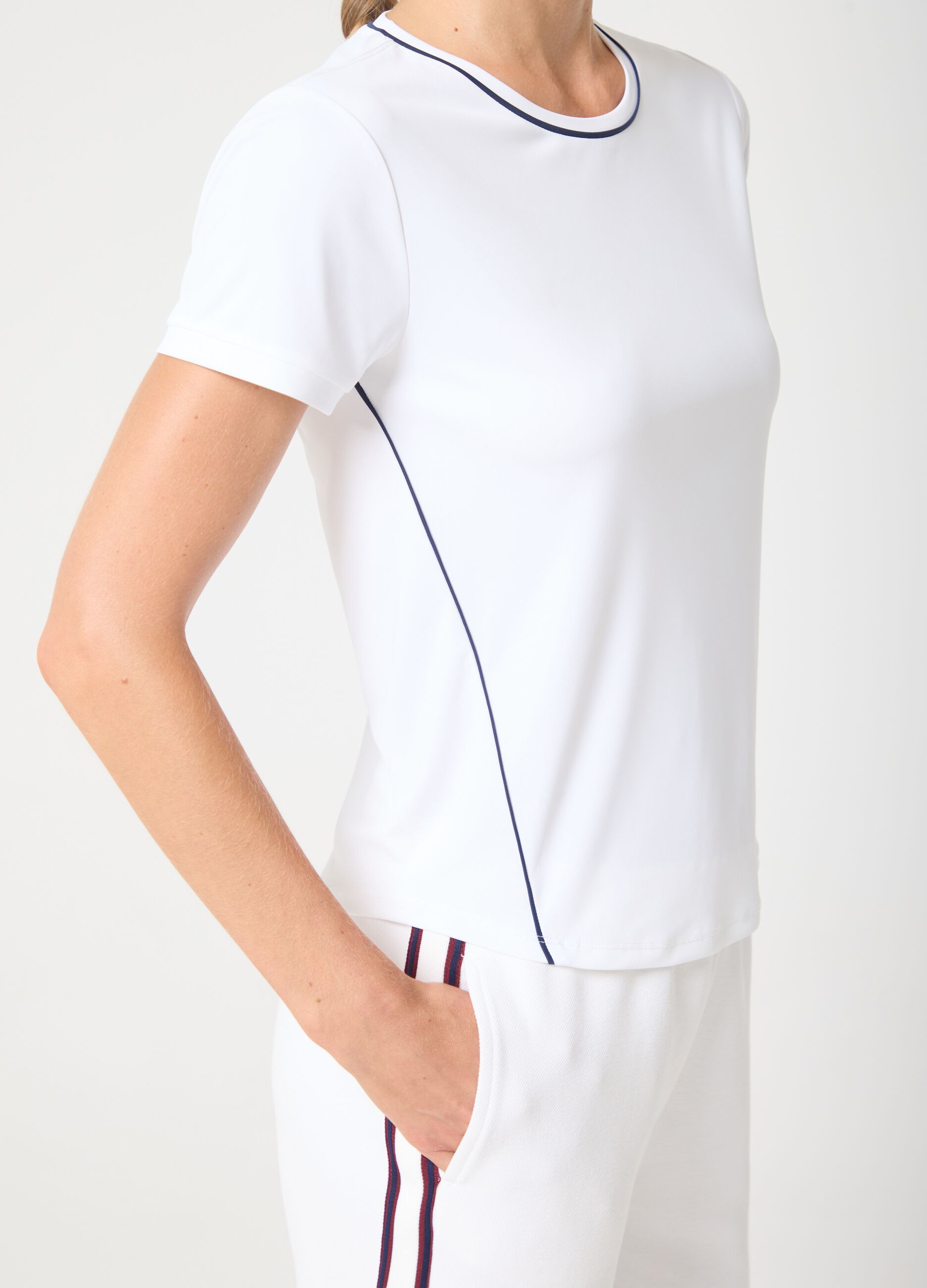 Breathable technical fabric T-shirt with contrasting trims ALTAVIA COURT