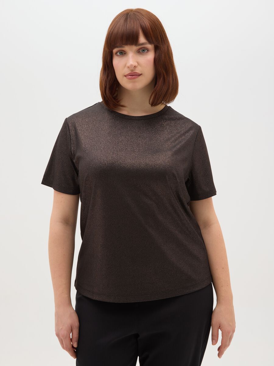 Regular fit metallic brown T-shirt_0
