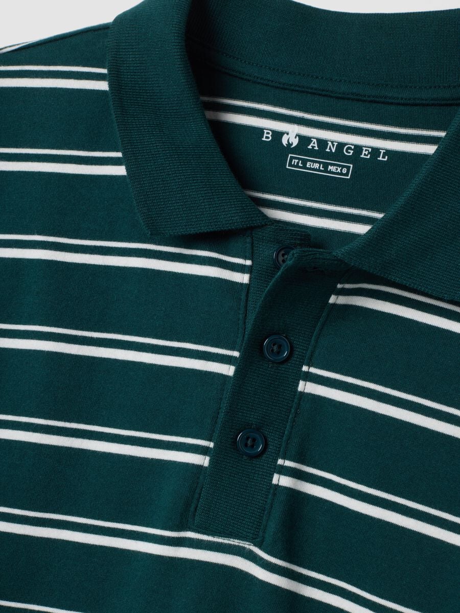 Polo verde in puro cotone a righe regular fit_1