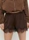 Brown stretch shorts with lace trim_2