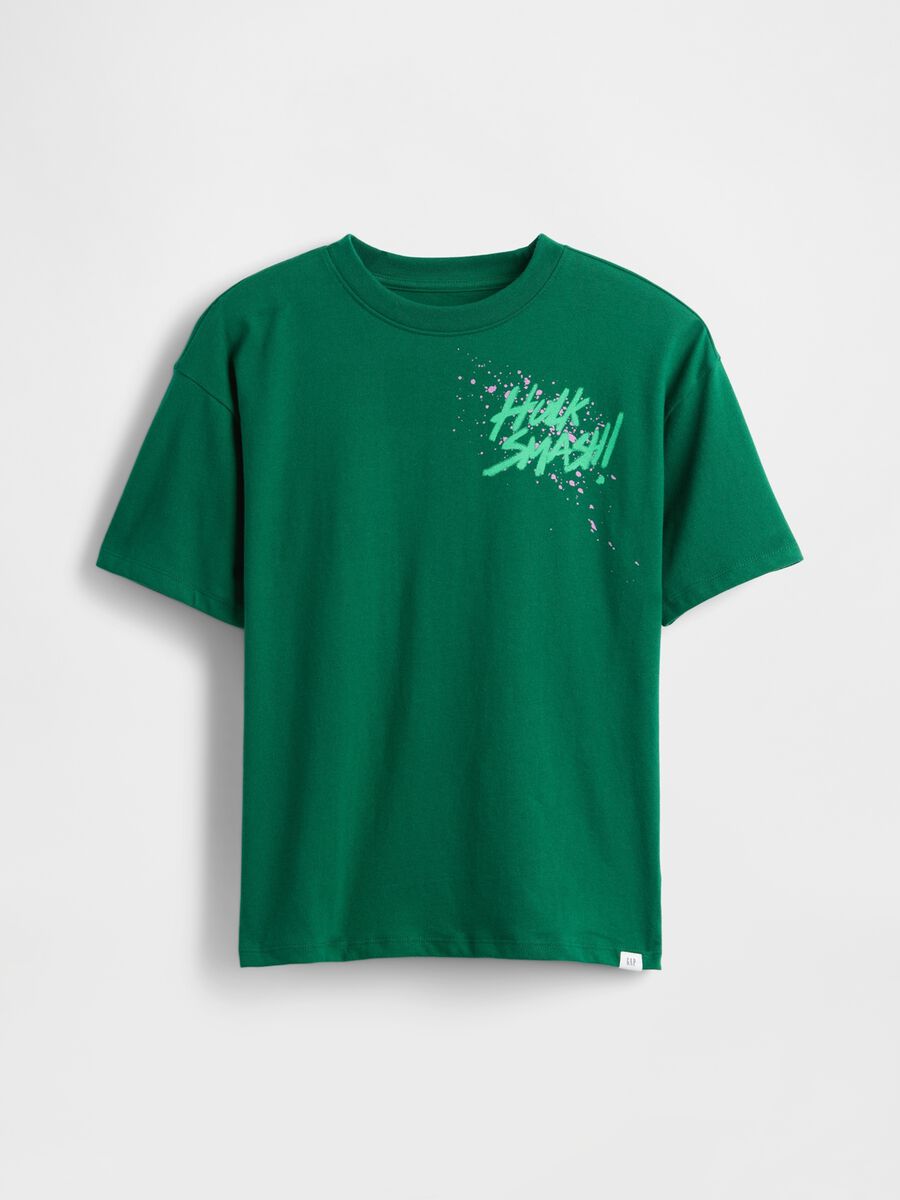 Green cotton t-shirt with print_0
