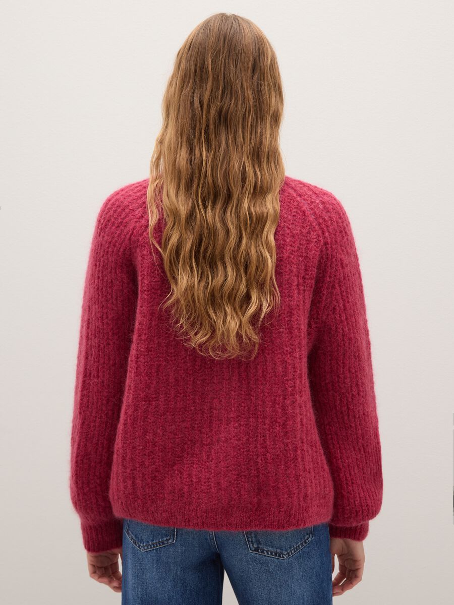 Cardigan deep V rosso vestibilità oversize_3