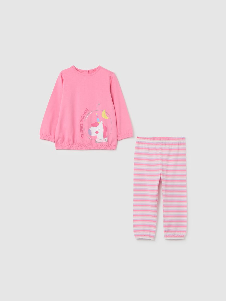 Girl's pink unicorn pure cotton pyjamas_0