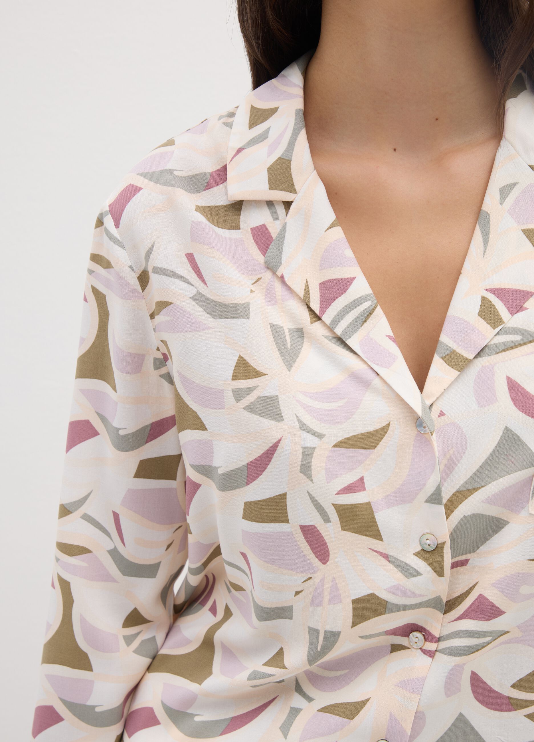 Multicolour viscose shirt with regular fit
