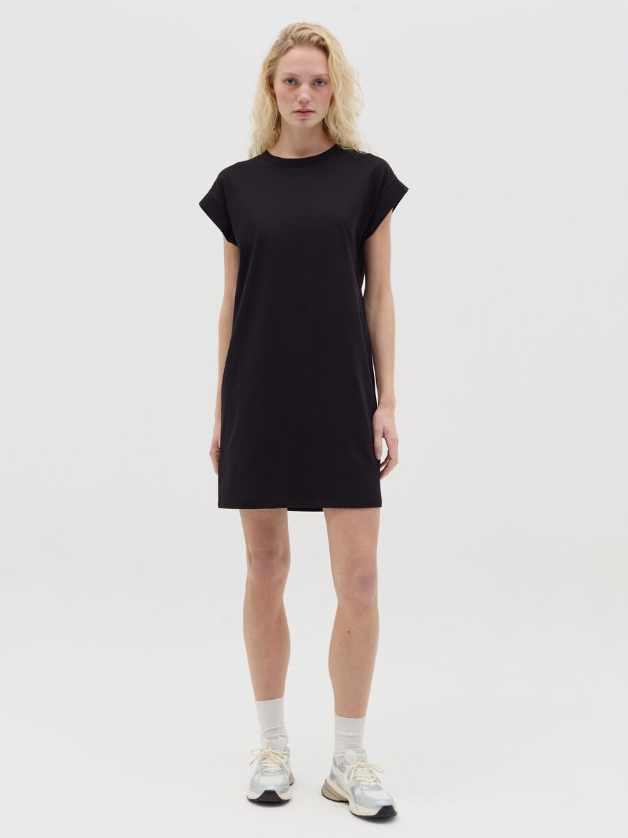 Essential black cotton T-shirt dress_0
