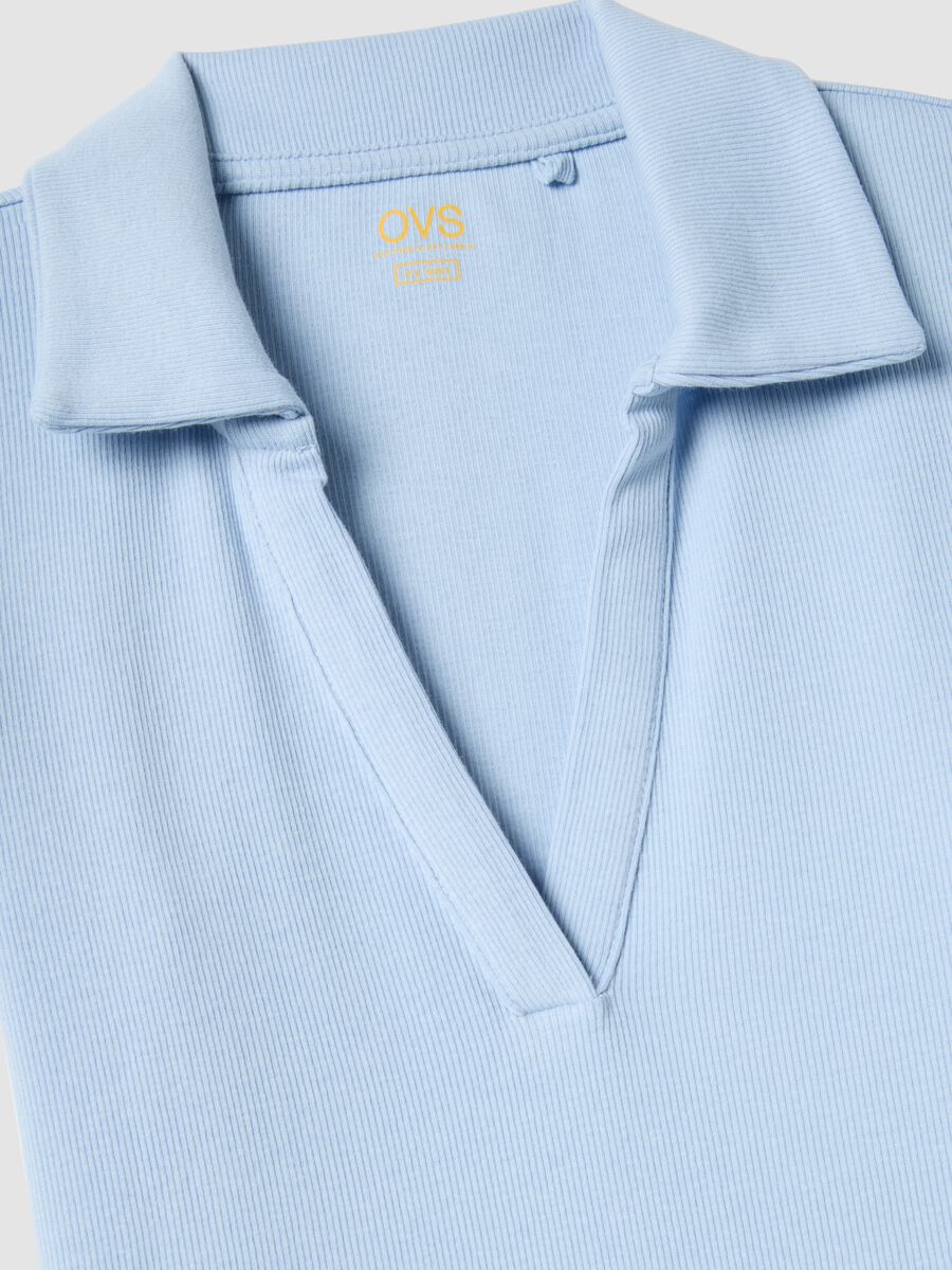 Polo in cotone elasticizzato azzurra regular fit deep V_5