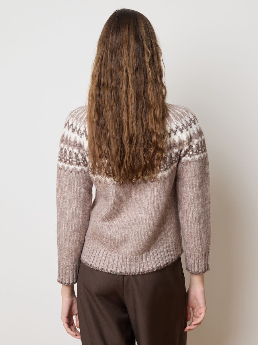 Pullover a collo alto beige regular fit lavorato a maglia_2