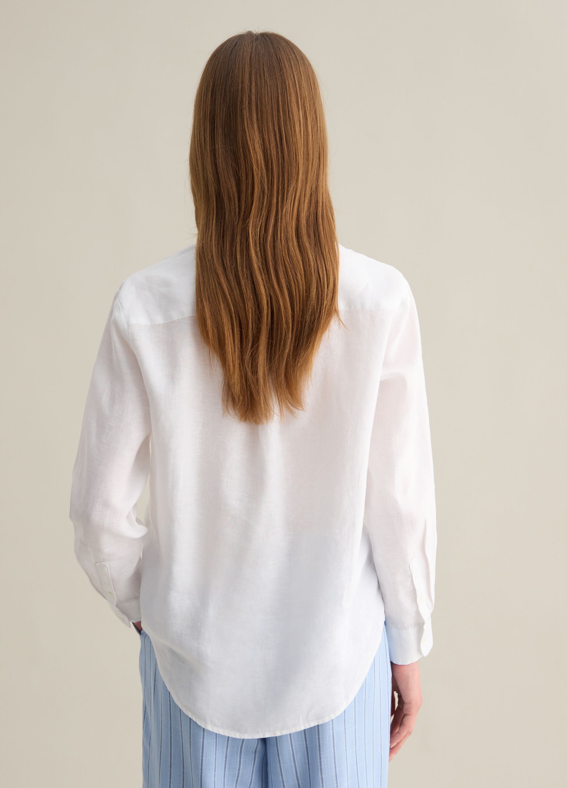 White long sleeve pure linen Piombo shirt