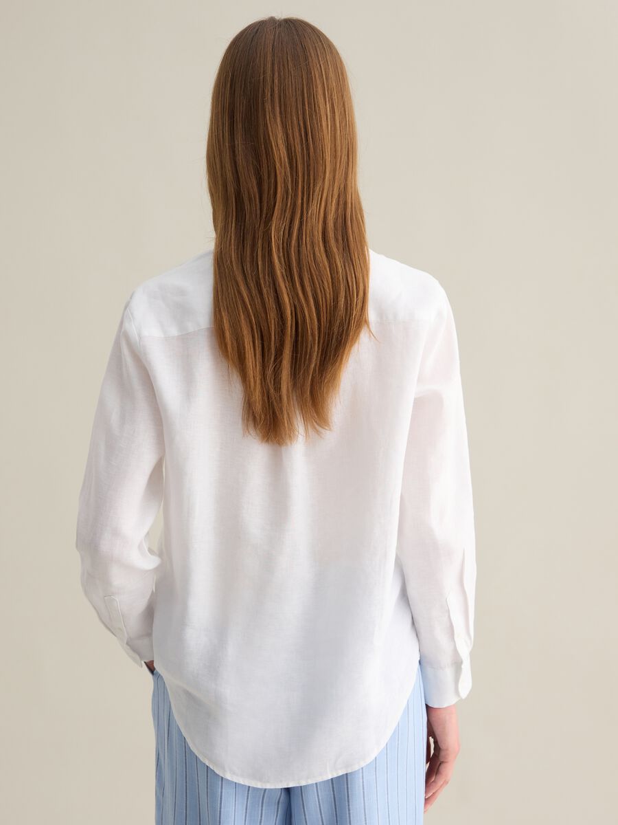 White long sleeve pure linen Piombo shirt_3