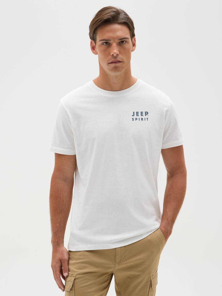 Men's white regular fit pure cotton t-shirt with print_0