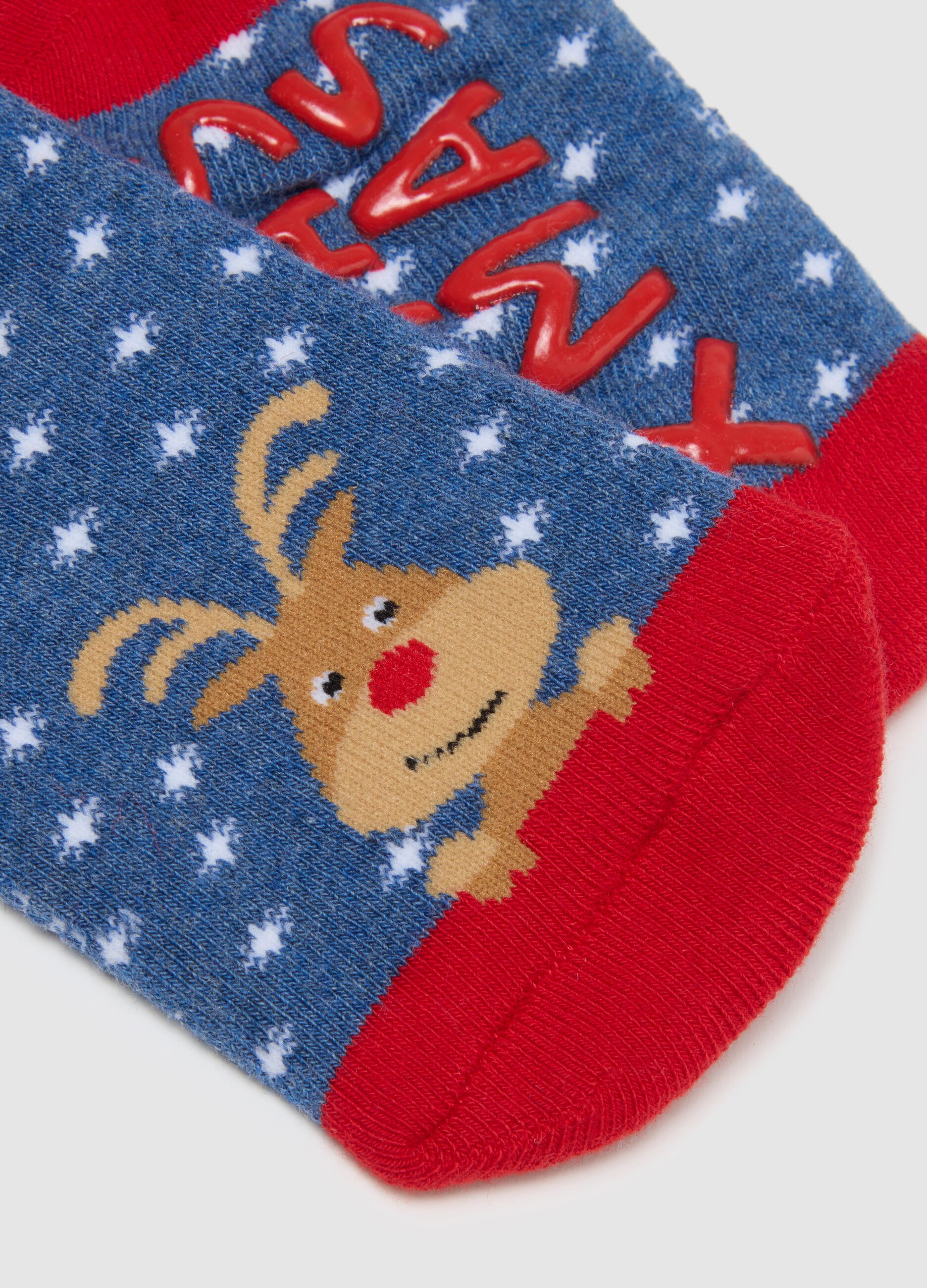 Children's Multicolour Christmas Anti-slip Socks in Cotton Blend
