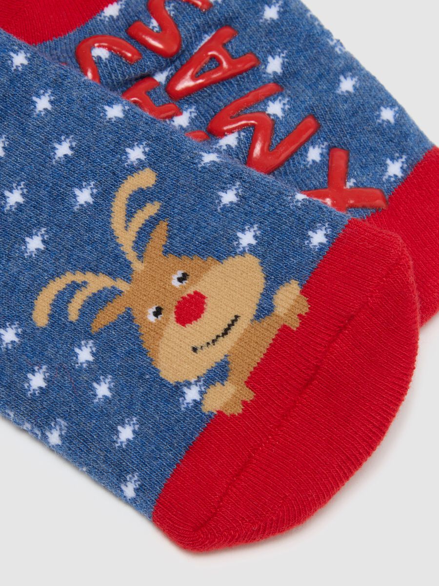 Children's Multicolour Christmas Anti-slip Socks in Cotton Blend_0