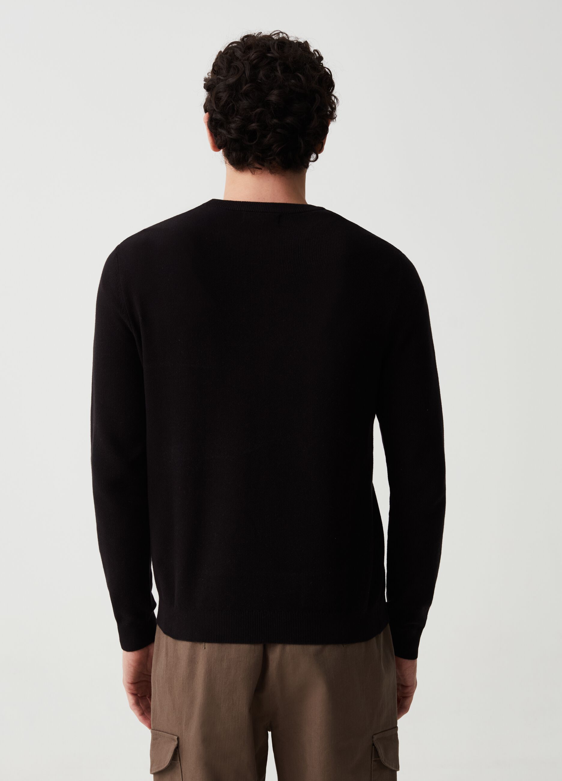 Cotton pullover with round neck