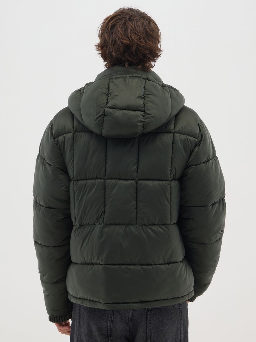 Dark Green Iconic Puffer Jacket with Removable Hood_2