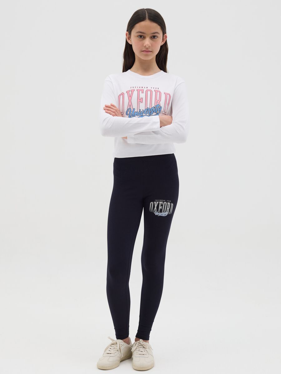 Leggings in cotone stretch con stampa _1
