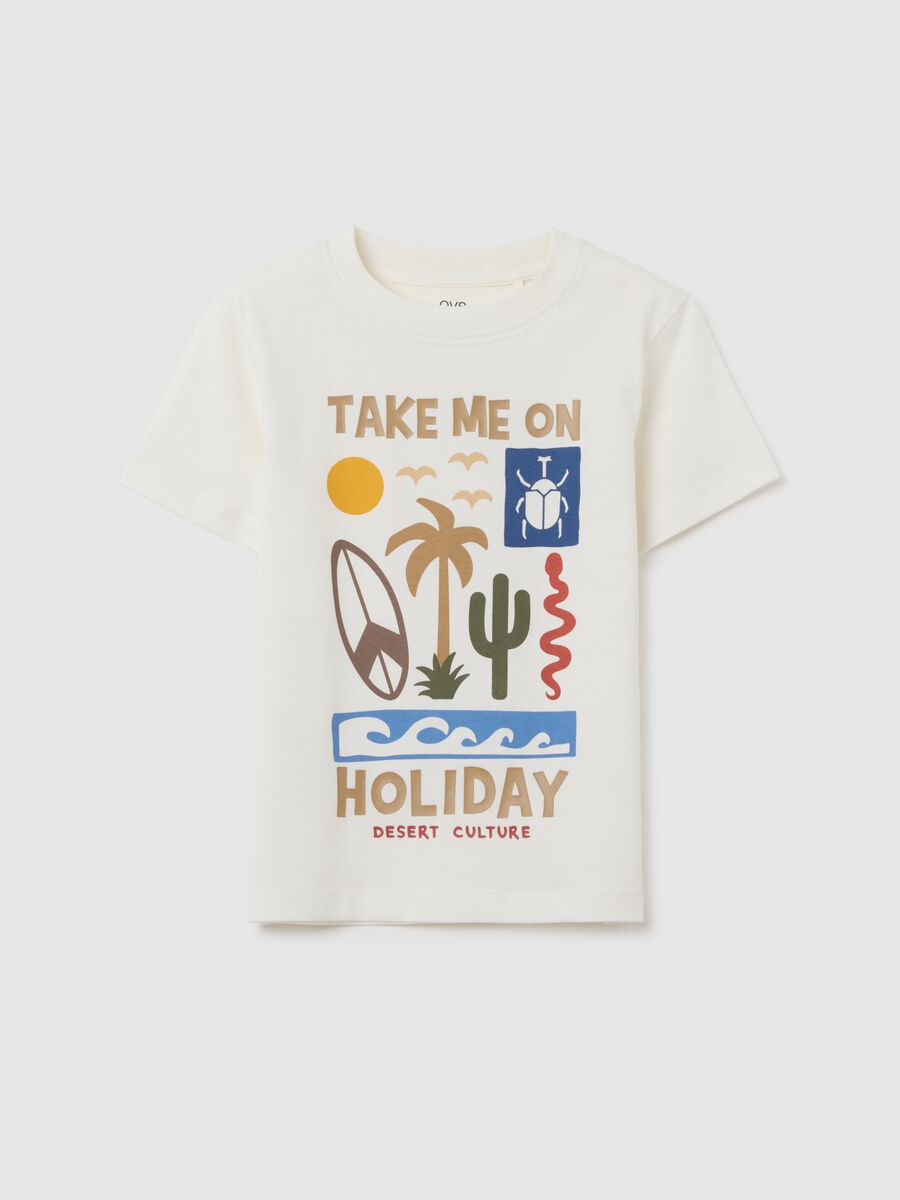 Kids' white pure cotton T-shirt regular fit_0